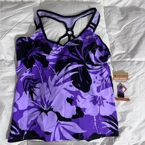 ZeroXposur Purple Floral Action Tankini Top